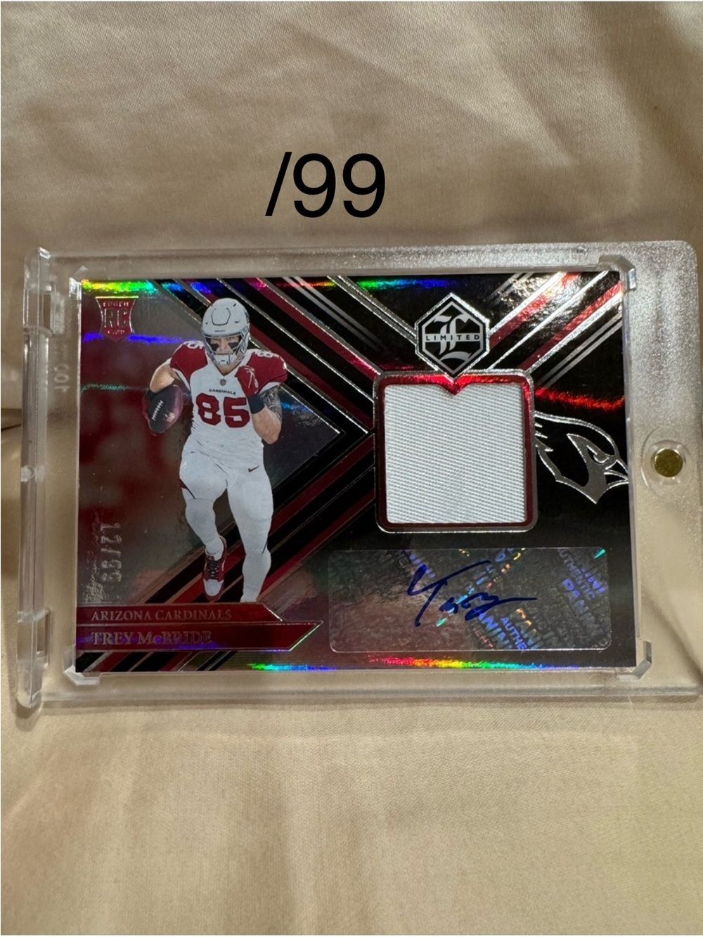 🔥 2022 Trey McBride Panini Limited Rookie Patch Autograph /99. Arizona Cardinals